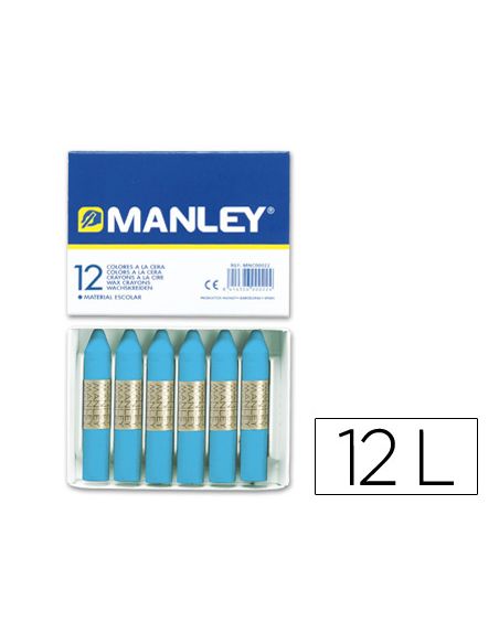 Lapices Cera Manley Unicolor Azul Celeste N.17 Caja De 12 Unidades
