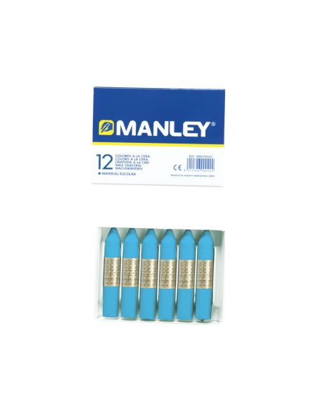 Lapices Cera Manley Unicolor Azul Celeste N.17 Caja De 12 Unidades