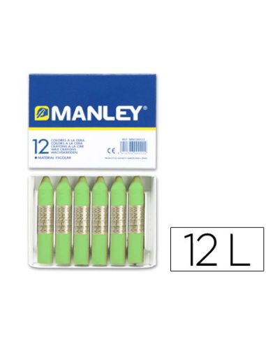 Lapices Cera Manley Unicolor Verde Amarillento N.22 Caja De 12 Unidades