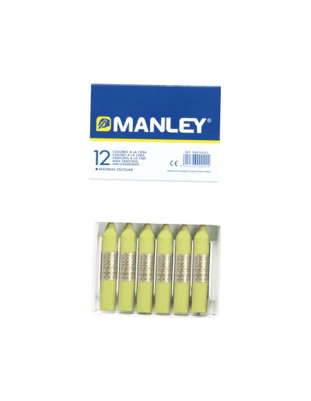 Lapices Cera Manley Unicolor Verde Amarillento N.22 Caja De 12 Unidades