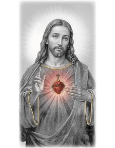 Cuadro Madera Decor.Plata A Mano Sgdo. Corazon Jesus 12X24Cm