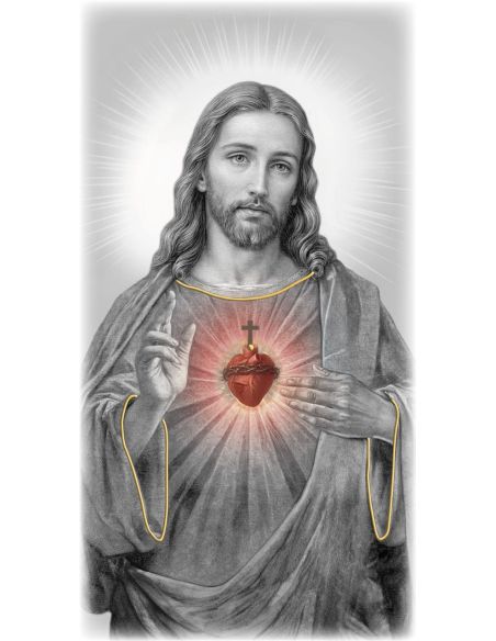 Cuadro Madera Decor.Plata A Mano Sgdo. Corazon Jesus 12X24Cm
