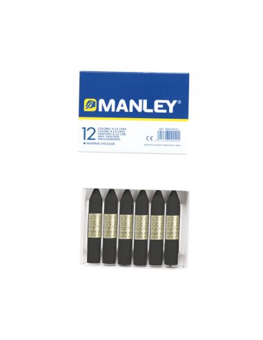 Lapices Cera Manley Unicolor Negro N.30 Caja De 12 Unidades