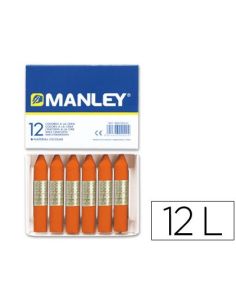 Lapices Cera Manley Unicolor Naranja N.6 Caja De 12 Unidades