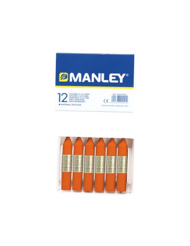 Lapices Cera Manley Unicolor Naranja N.6 Caja De 12 Unidades