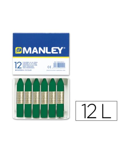 Lapices Cera Manley Unicolor Verde Esmeralda N.24 Caja De 12 Unidades