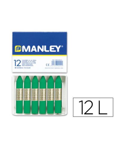 Lapices Cera Manley Unicolor Verde Natural N.21 Caja De 12 Unidades