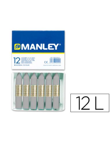 Lapices Cera Manley Unicolor Gris N.72 Caja De 12 Unidades