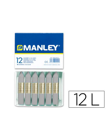 Lapices Cera Manley Unicolor Gris N.72 Caja De 12 Unidades