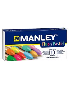 Lapices Cera Manley Fluor Y Pastel Caja De 10 Colores Surtidos 2