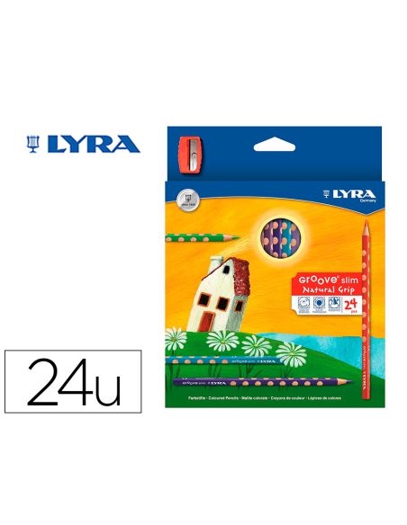 Lapices De Colores Lyra Groove Slim Triangular Minas De 3,3 Mm Caja De 24 Colores + Sacapuntas