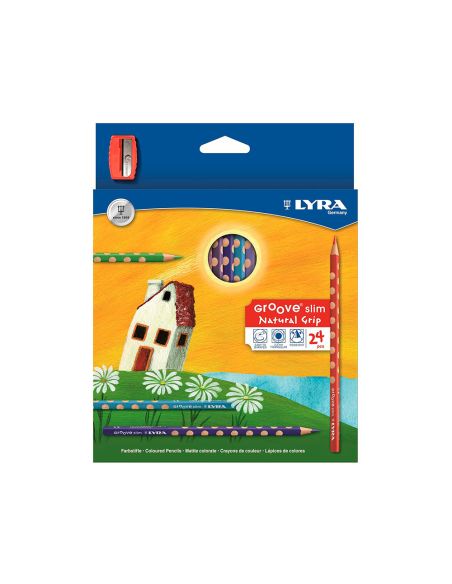 Lapices De Colores Lyra Groove Slim Triangular Minas De 3,3 Mm Caja De 24 Colores + Sacapuntas