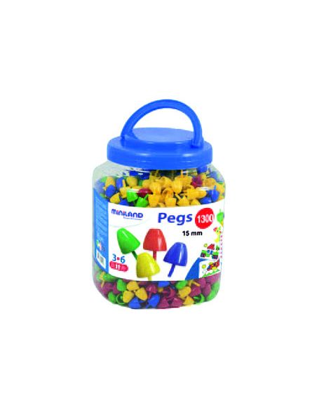 Juego Miniland Pegs Bote De 1300 Piezas De 15 Mm