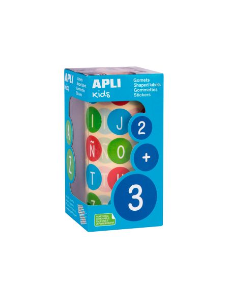 Gomets Apli Autoadhesivo Redondo Abecedario 20 Mm Diametro Multicolor Rollo De 900 Unidades