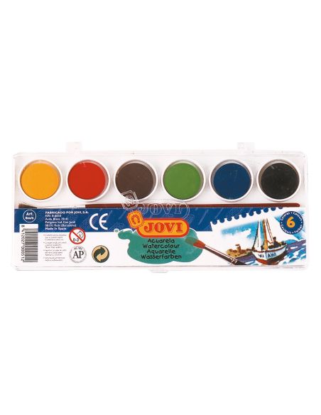 Acuarela Jovi 6 Colores Con Pincel Estuche De Plastico