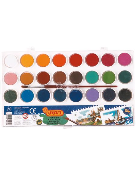 Acuarela Jovi 24 Colores Con Pincel Estuche De Plastico