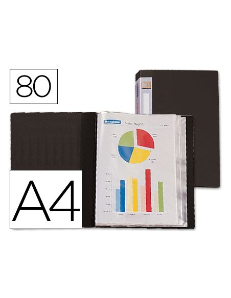 Carpeta Liderpapel Personaliza 31765 80 Fundas Polipropileno Din A4 Negra Lomo Personalizable