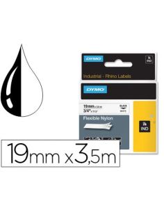 Cinta Dymo Rhino Nylon Flexible Blanco -Negro 19Mmx 3,5 Mt Tape Label