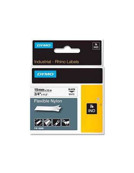 Cinta Dymo Rhino Nylon Flexible Blanco -Negro 19Mmx 3,5 Mt Tape Label