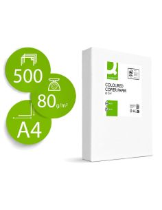 Papel color q-connect din a4 80gr amarillo paquete de 500 hojas