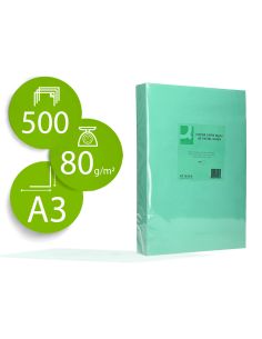 Papel Color Q-Connect Din A3 80Gr Verde Paquete De 500 Hojas