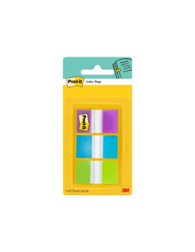 Banderitas Separadoras Post-Index 680-Roy Verde Azul Y Violeta Dispensador Funda 3X20