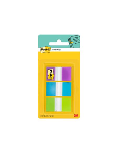 Banderitas Separadoras Post-Index 680-Roy Verde Azul Y Violeta Dispensador Funda 3X20