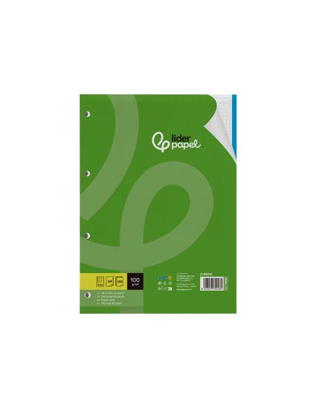 Recambio Liderpapel A4 100 Hojas 100Gr Cuadro 5Mm 4 Taladros Bandas De 5 Colores