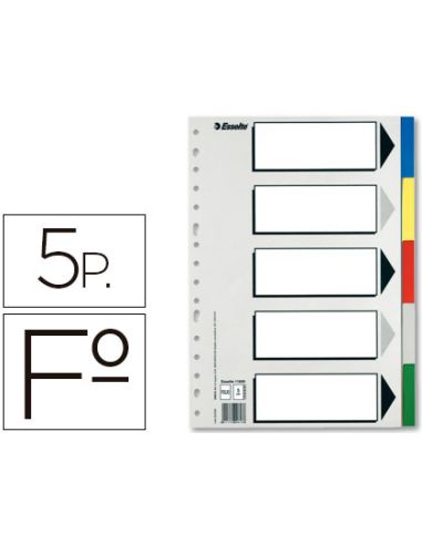 Separador Esselte Plastico Juego De 5 Separadores Folio Con 5 Colores Multitaladro