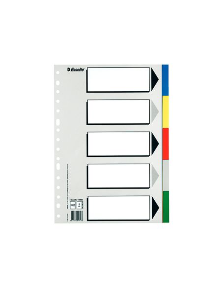 Separador Esselte Plastico Juego De 5 Separadores Folio Con 5 Colores Multitaladro