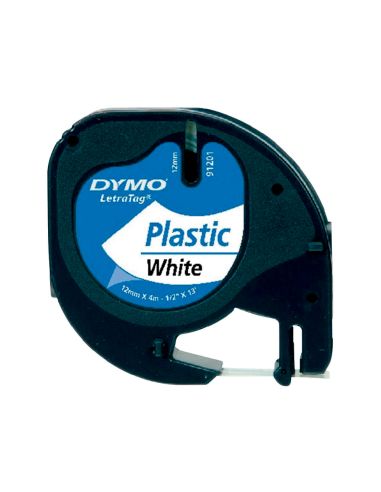 Cinta Dymo Plastico 12Mmx4Mt Negro/Blanco Perla Para Maquina Letratag 91201