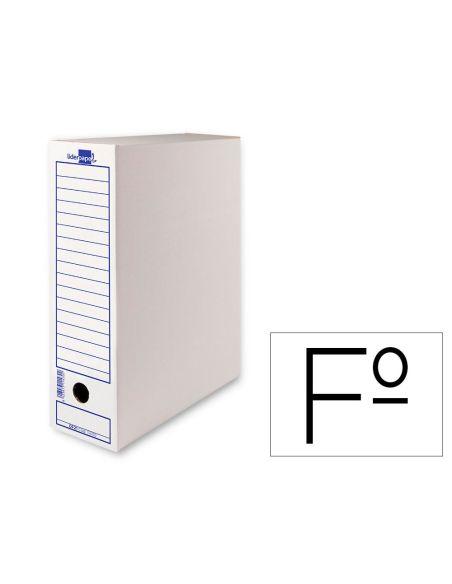 Caja Archivo Definitivo Liderpapel 104 Folio Carton Reciclado 325G/M2 Lomo 100 Mm Blanco 365X100X251 Mm|Libreriasalesiana