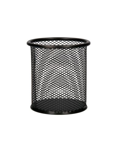 Cubilete Portalapices Q-Connect Negro Metal Redondo Rejilla Diametro 86 Mm Alto 105 Mm