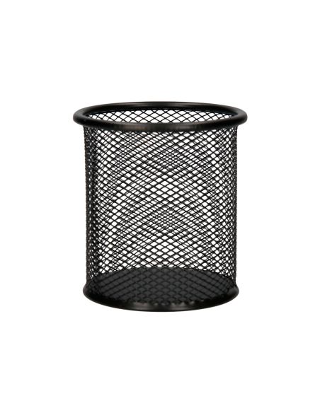 Cubilete Portalapices Q-Connect Negro Metal Redondo Rejilla Diametro 86 Mm Alto 105 Mm