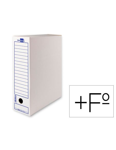 Caja Archivo Definitivo Liderpapel Folio Prolongado Carton Reciclado 325G/M2 Lomo 116 Mm Blanco 388X116X275 Mm|Libreriasalesiana