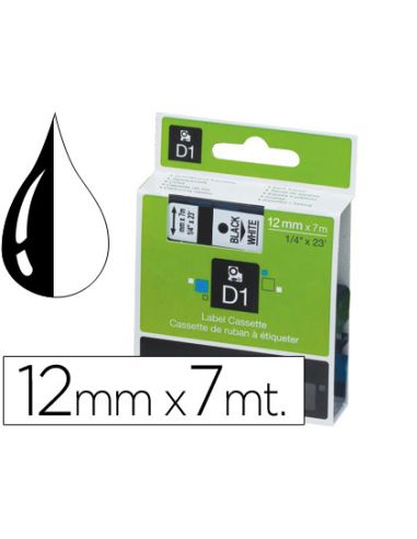 Cinta Dymo 1000 Negro-Blanco 12Mm X 7Mt D1