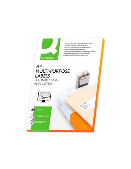 Etiqueta Adhesiva Q-Connect Kf10664 Tamaño 210X297 Mm Fotocopiadora Laser Ink-Jet Caja Con 100 Hojas Din A4