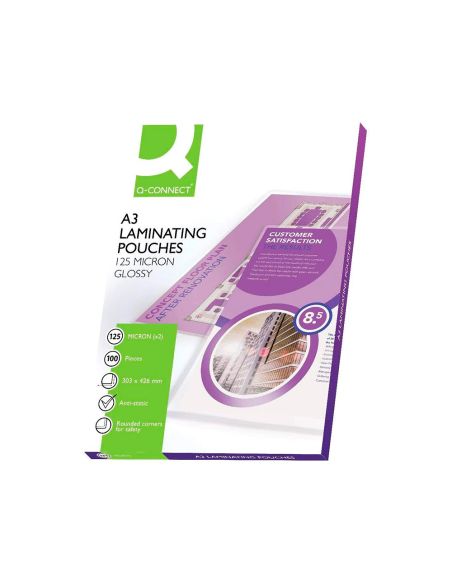 Bolsa De Plastificar Q-Connect 303 X 426 Mm 125 Mc Din A3 Caja De 100 Unidades