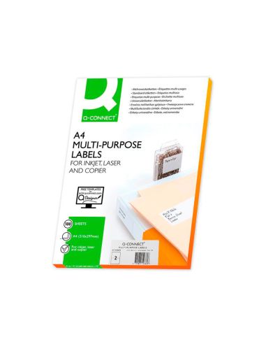 Etiqueta Adhesiva Q-Connect Kf10662 Tamaño 210X148,5 Mm Fotocopiadora Laser Ink-Jet Caja Con 100 Hojas Din A4