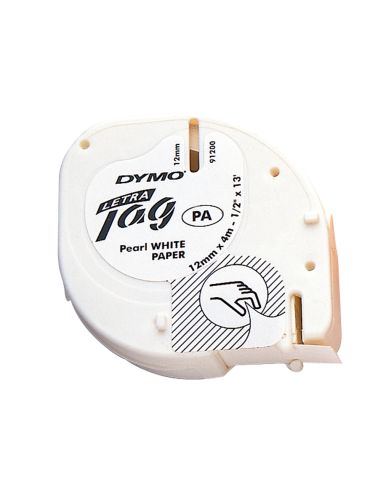 Cinta Dymo Papel 12Mmx4Mt Negro/Blanco Para Letratag