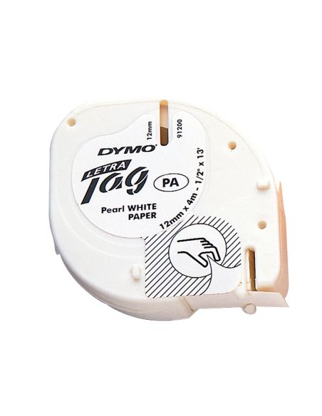 Cinta Dymo Papel 12Mmx4Mt Negro/Blanco Para Letratag