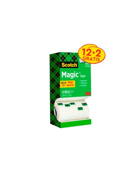 Cinta Adhesiva Scotch Magic Invisible 33 Mt X 19 Mm Pack De 14 Unidades