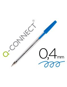 Boligrafo Transparente Q-Connect Azul Medio Kf26039