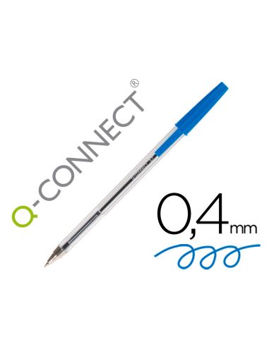 Boligrafo Transparente Q-Connect Azul Medio Kf26039