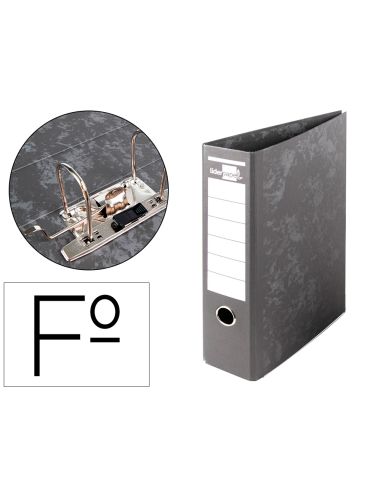 Archivador De Palanca Liderpapel Folio Carton Forrado Sin Rado Lomo 80Mm Negro Compresor Metalico