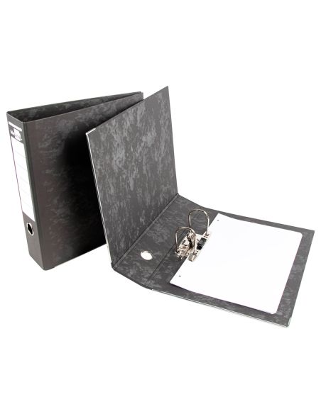 Archivador De Palanca Liderpapel Folio Carton Forrado Sin Rado Lomo 80Mm Negro Compresor Metalico