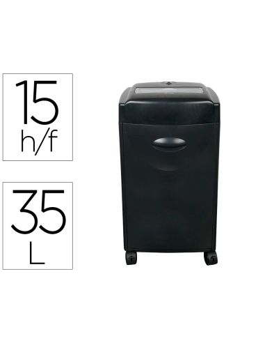 Destructora De Documentos Q-Connect Kf15553 Capacidad De Corte 15 H Destruye Grapas Clips Cd Y Tarjetas 35 Litros