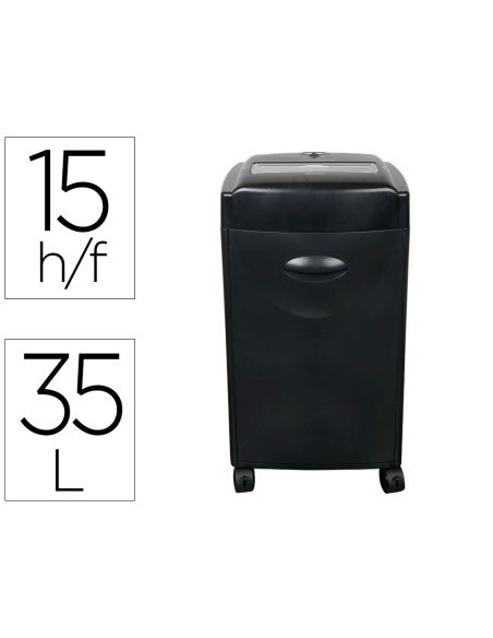 Destructora De Documentos Q-Connect Kf15553 Capacidad De Corte 15 H Destruye Grapas Clips Cd Y Tarjetas 35 Litros