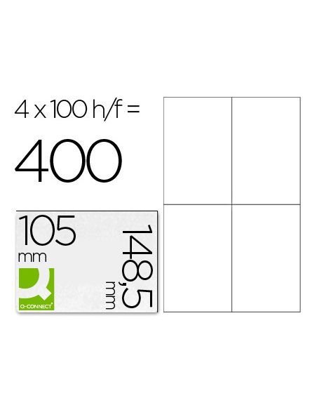Etiqueta Adhesiva Q-Connect Kf10660 Tamaño 105X148,5 Mm Fotocopiadora Laser Ink-Jet Caja Con 100 Hojas Din A4