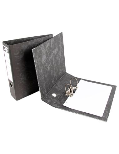Archivador De Palanca Liderpapel A4 Carton Forrado Sin Rado Lomo 80Mm Negro Compresor Metalico
